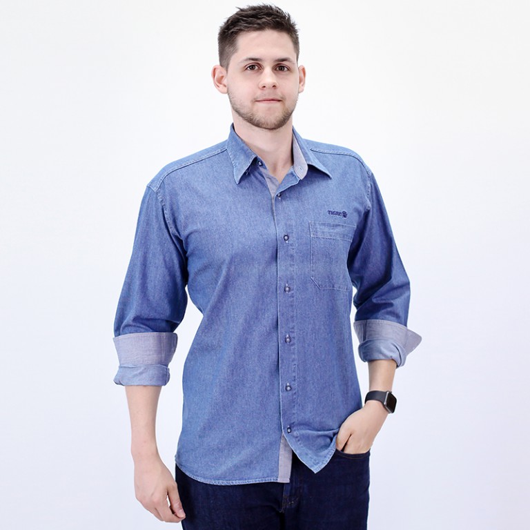 Camisa Masculina Jeans Tigre